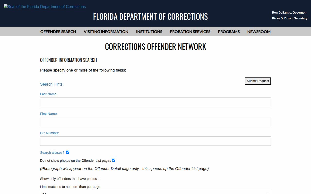 Florida offender search for Baker County state custody photos